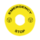 Harmony étiquette circulaire Ø60mm jaune logo EN13850 EMERGENCY STOP pr ZBZ3605  - ZBY9330T ZBY9330T 